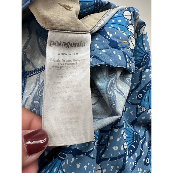 Patagonia Men’s Blue Nautical Adjustable Waist Swim Trunks Size 33 - Picture 4 of 5